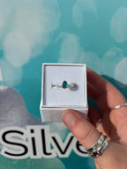 Bright Blue Seaglass Ring - Size O