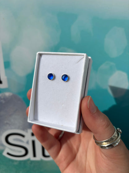 Colbolt Blue Seaglass Studs