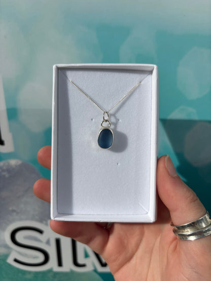 Cornflower Blue Seaglass Necklace