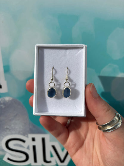 Cornflower Blue Seaglass Drop Earrings