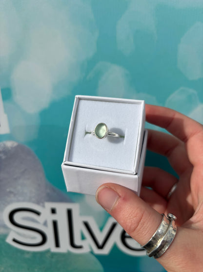 Seafoam Seaglass Ring - Size L