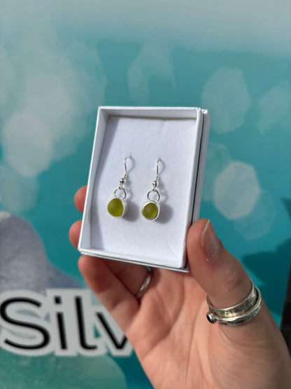 Yellow Seaglass Drop Earrings