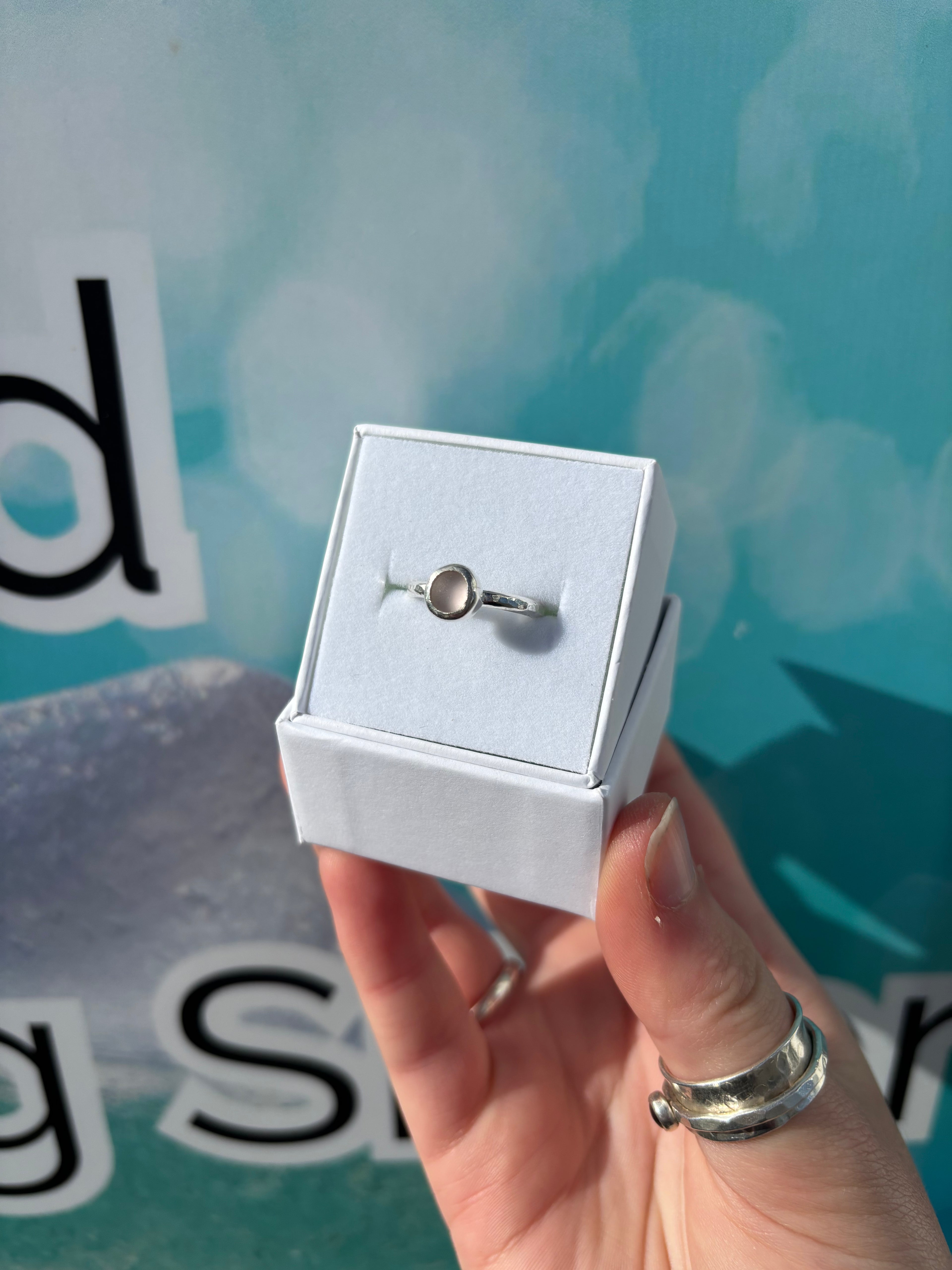 Pink Seaglass Ring - Size M