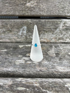 Bright Blue Seaglass Ring - Size O