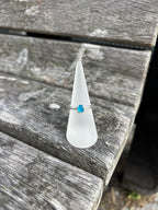 Bright Blue Seaglass Ring - Size O