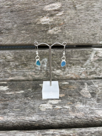 Multi Blue Seaglass Drop Earrings