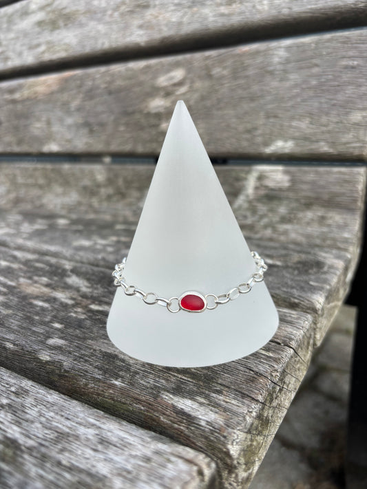 Red Seaglass Bracelet