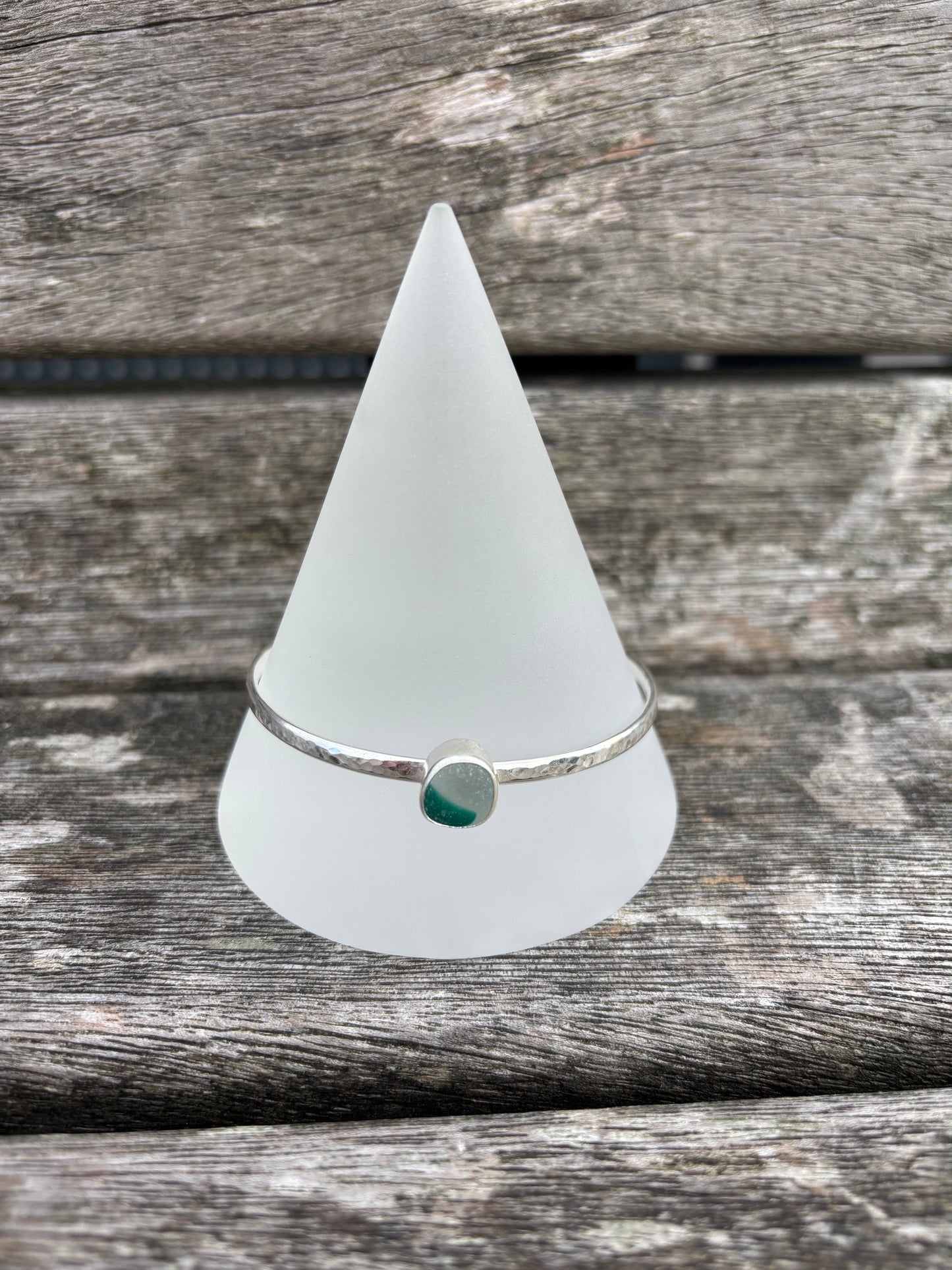 Green Multi Seaglass Bangle