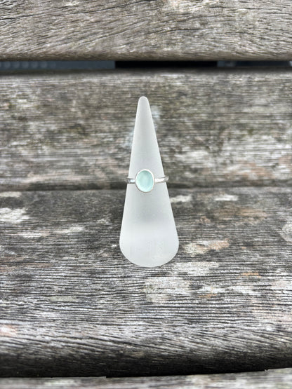 Seafoam Seaglass Ring - Size L