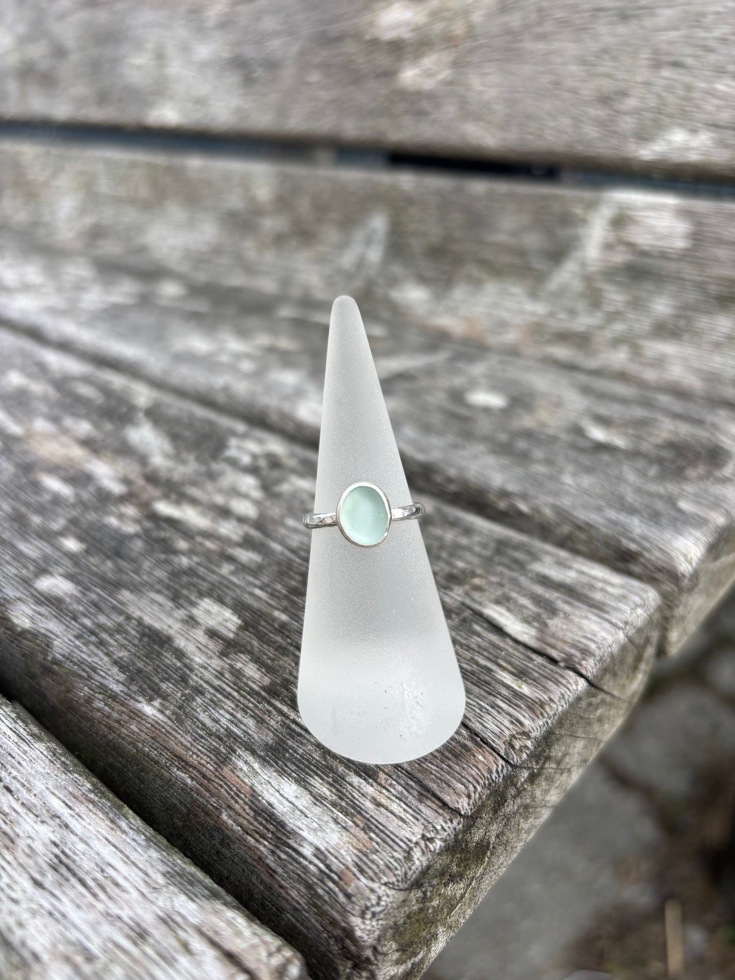 Seafoam Seaglass Ring - Size L