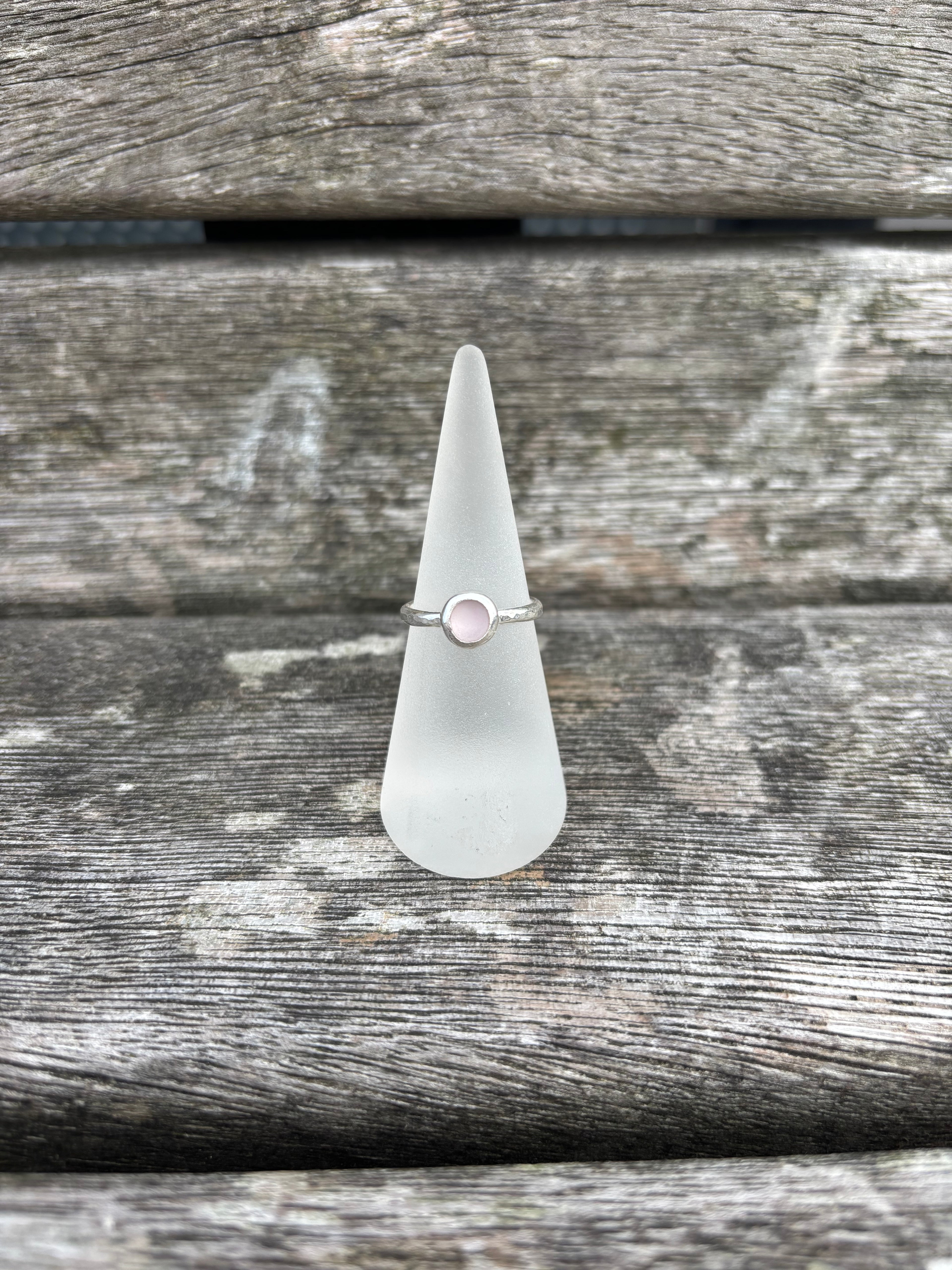 Pink Seaglass Ring - Size M
