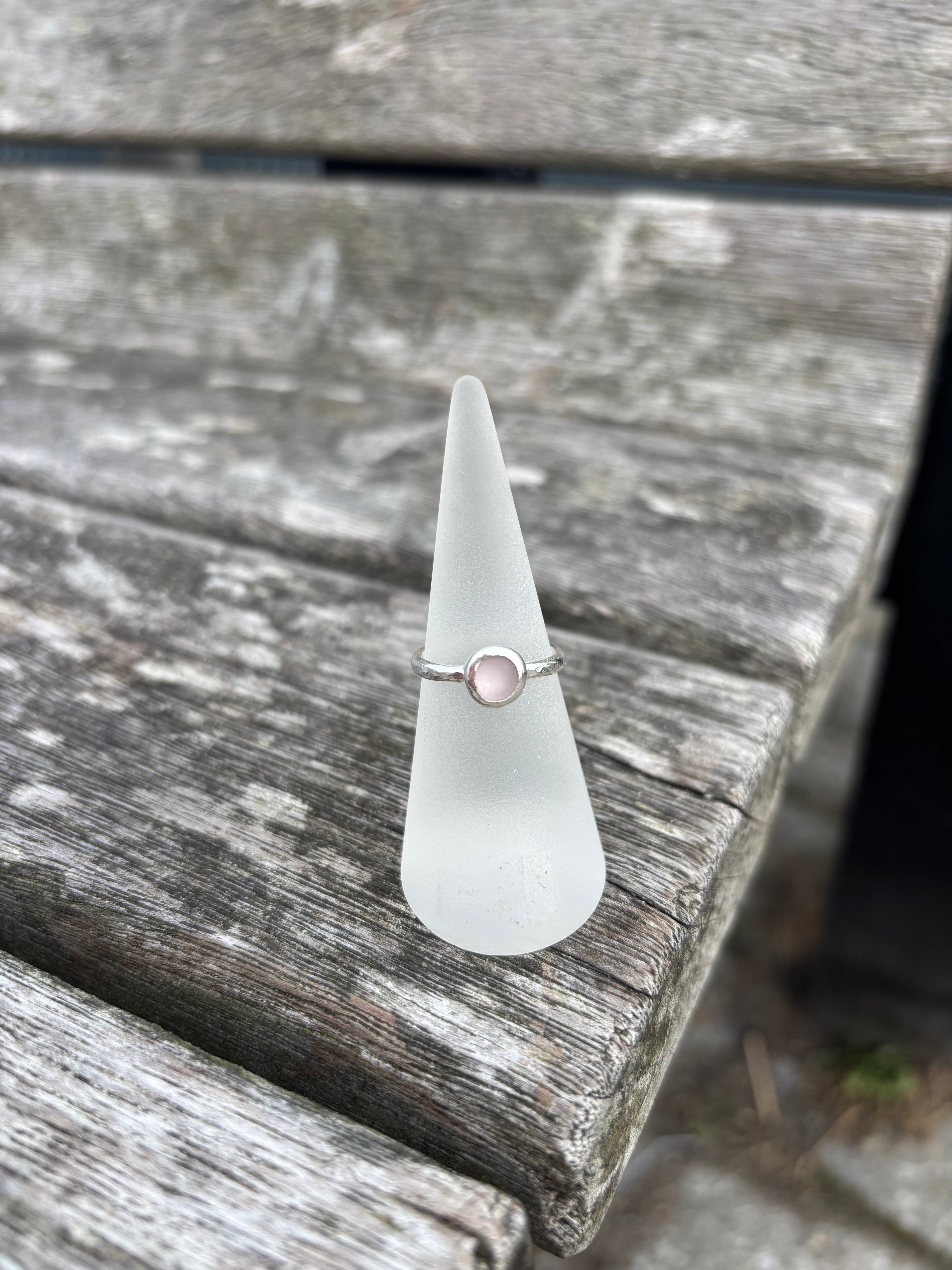 Pink Seaglass Ring - Size M