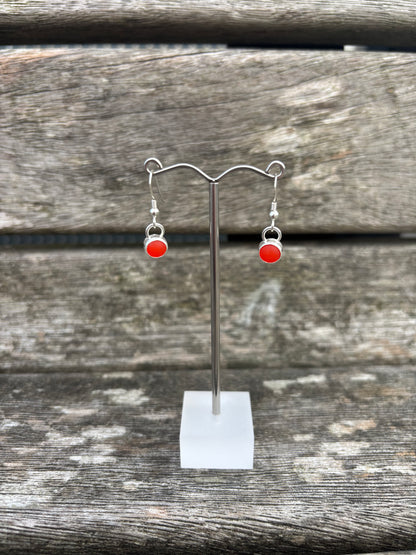 Orange Seaglass Drop Earrings