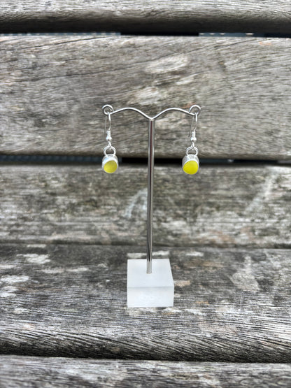 Yellow Seaglass Drop Earrings