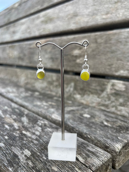 Yellow Seaglass Drop Earrings