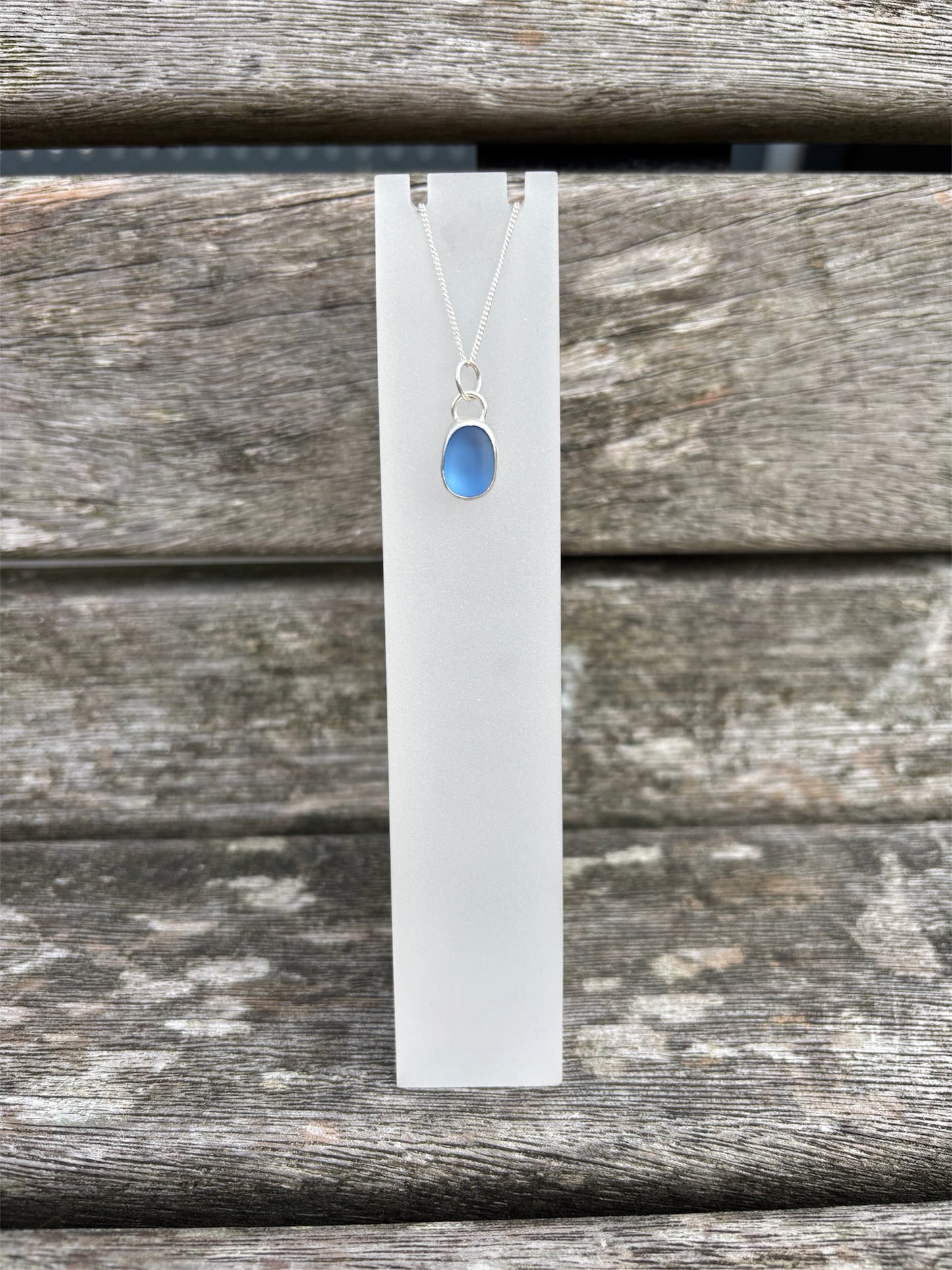 Cornflower Blue Seaglass Necklace