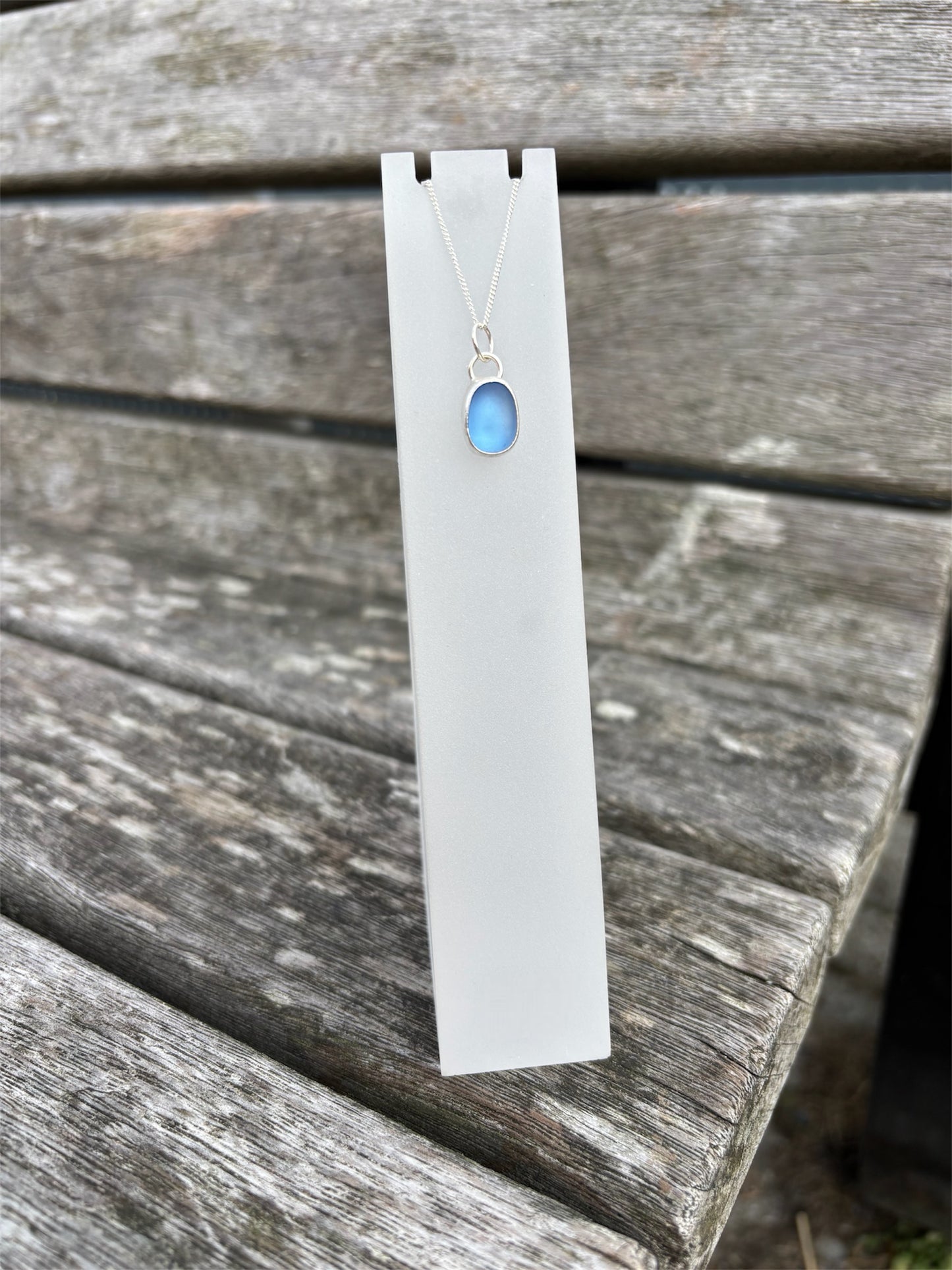 Cornflower Blue Seaglass Necklace