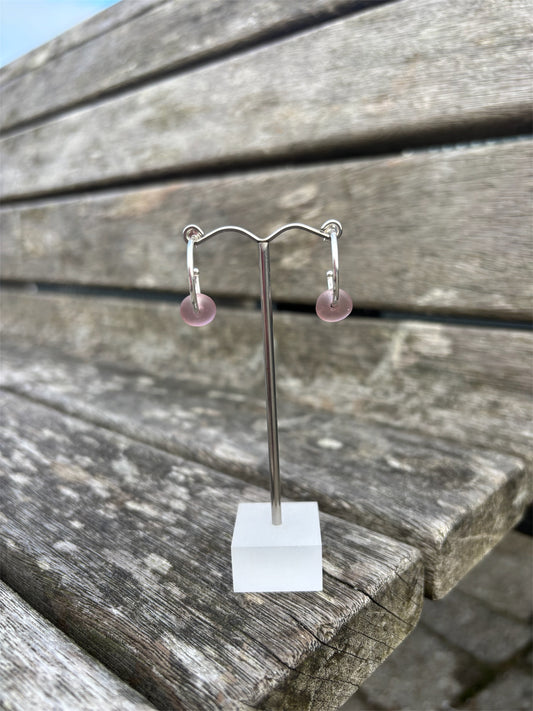 Pink Seaglass Hoops