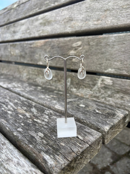 White Seaglass Drop Earrings