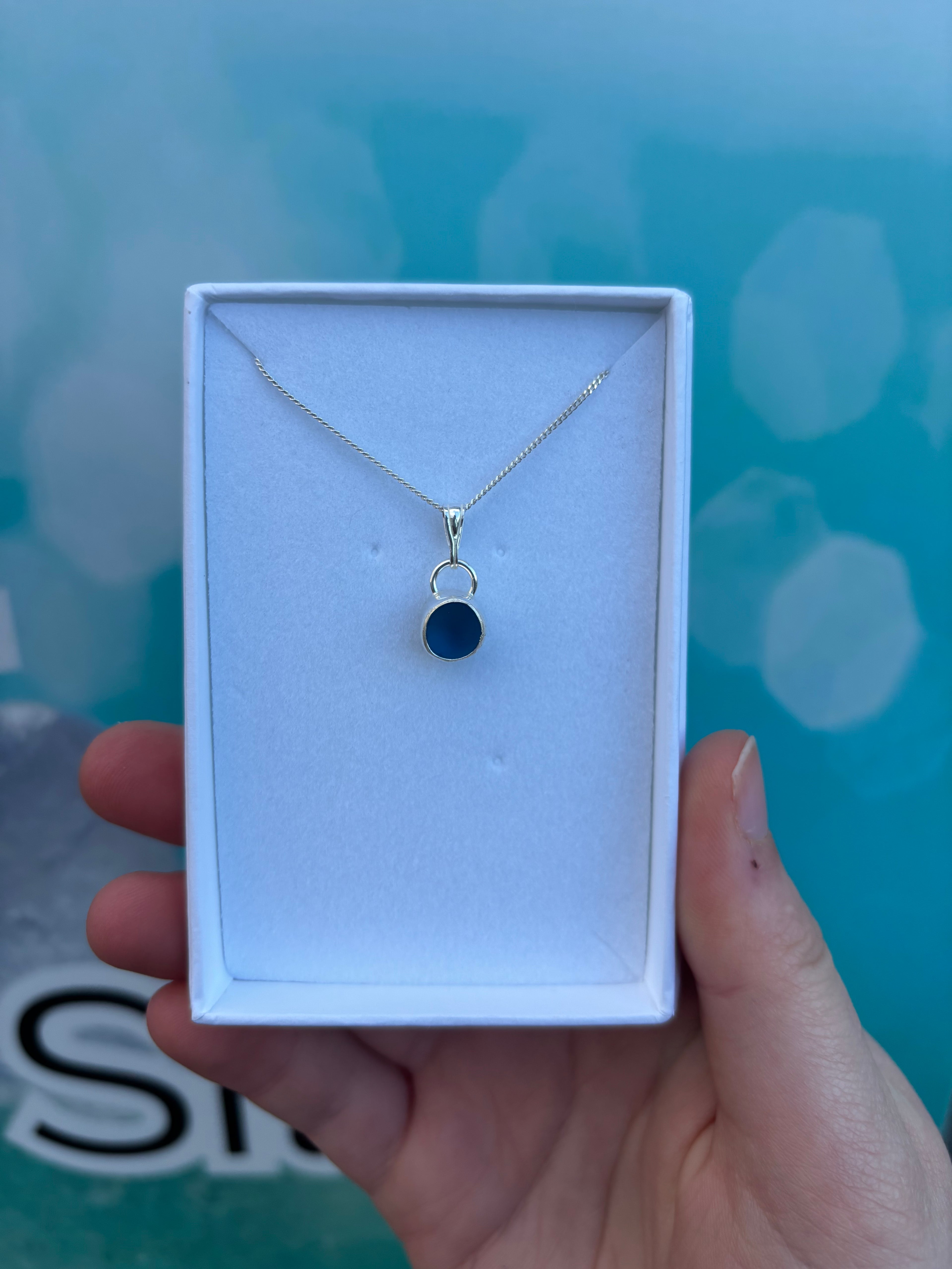 Bright Blue Seaglass Necklace