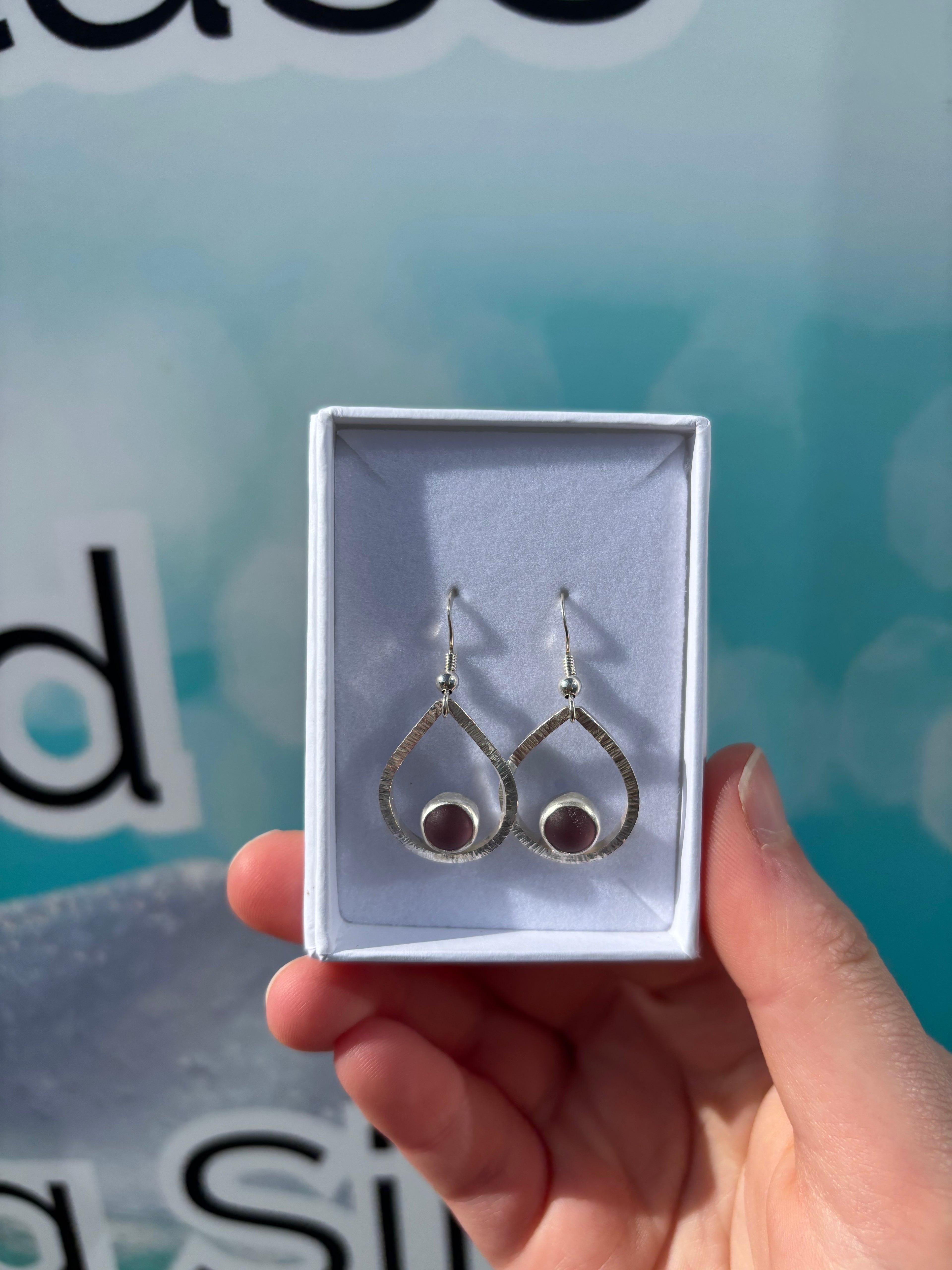 Pink Seaglass Drop Earrings