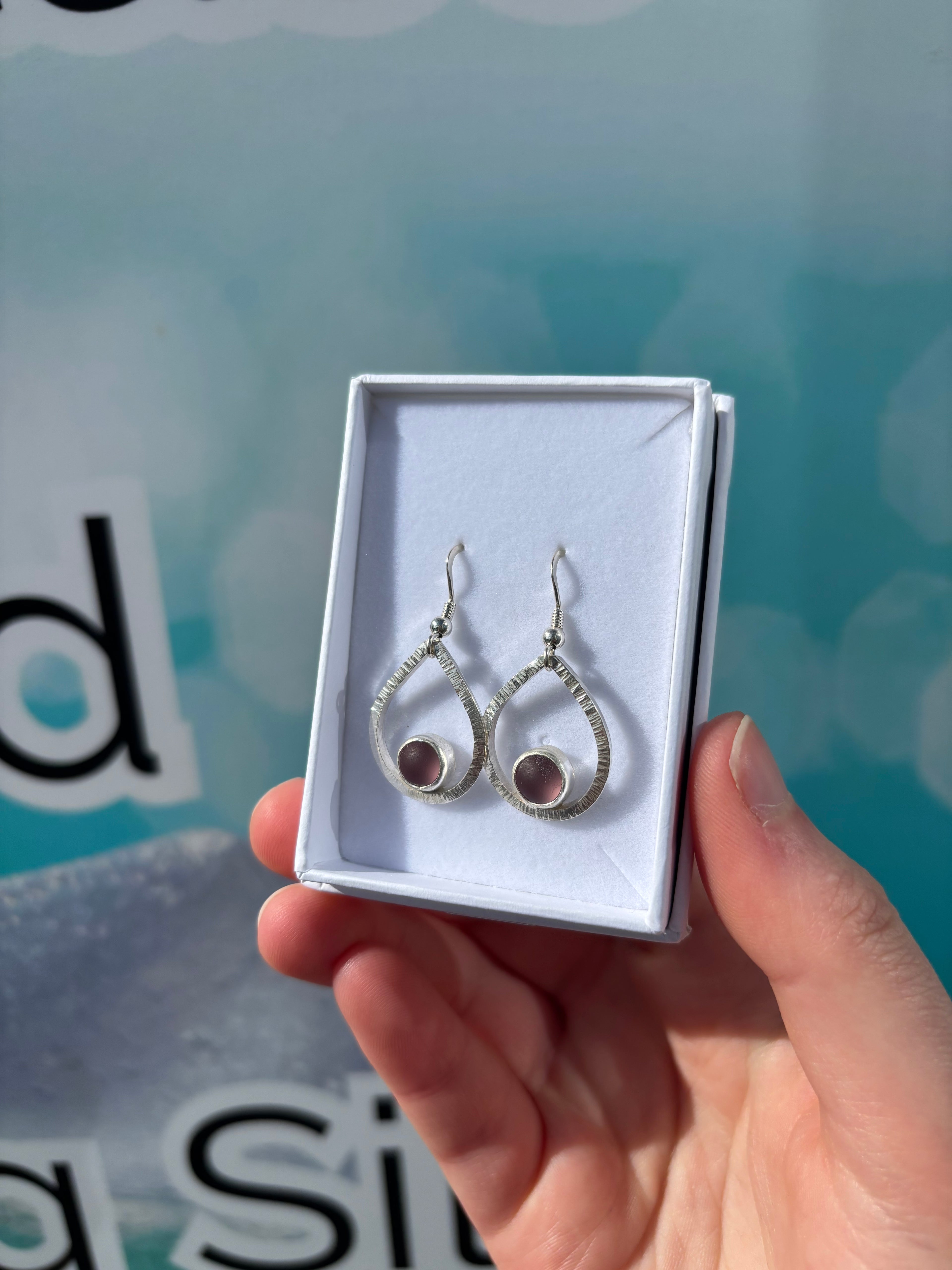 Pink Seaglass Drop Earrings