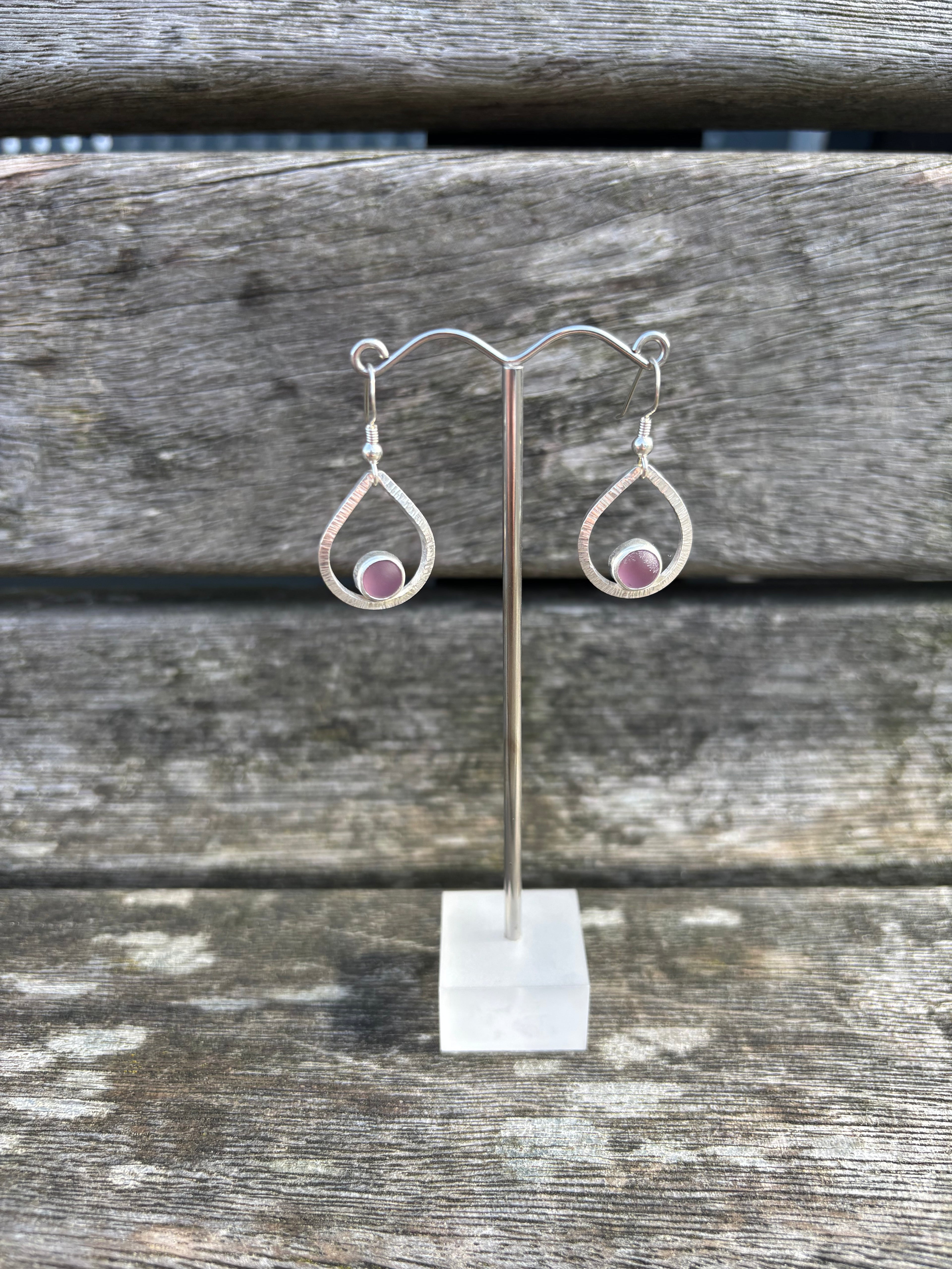 Pink Seaglass Drop Earrings