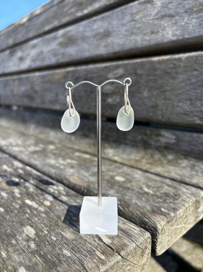 White Seaglass Drop Earrings