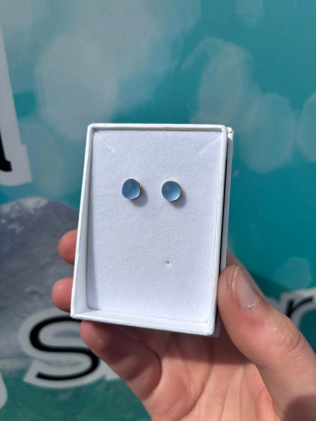 Cornflower Blue Seaglass Studs