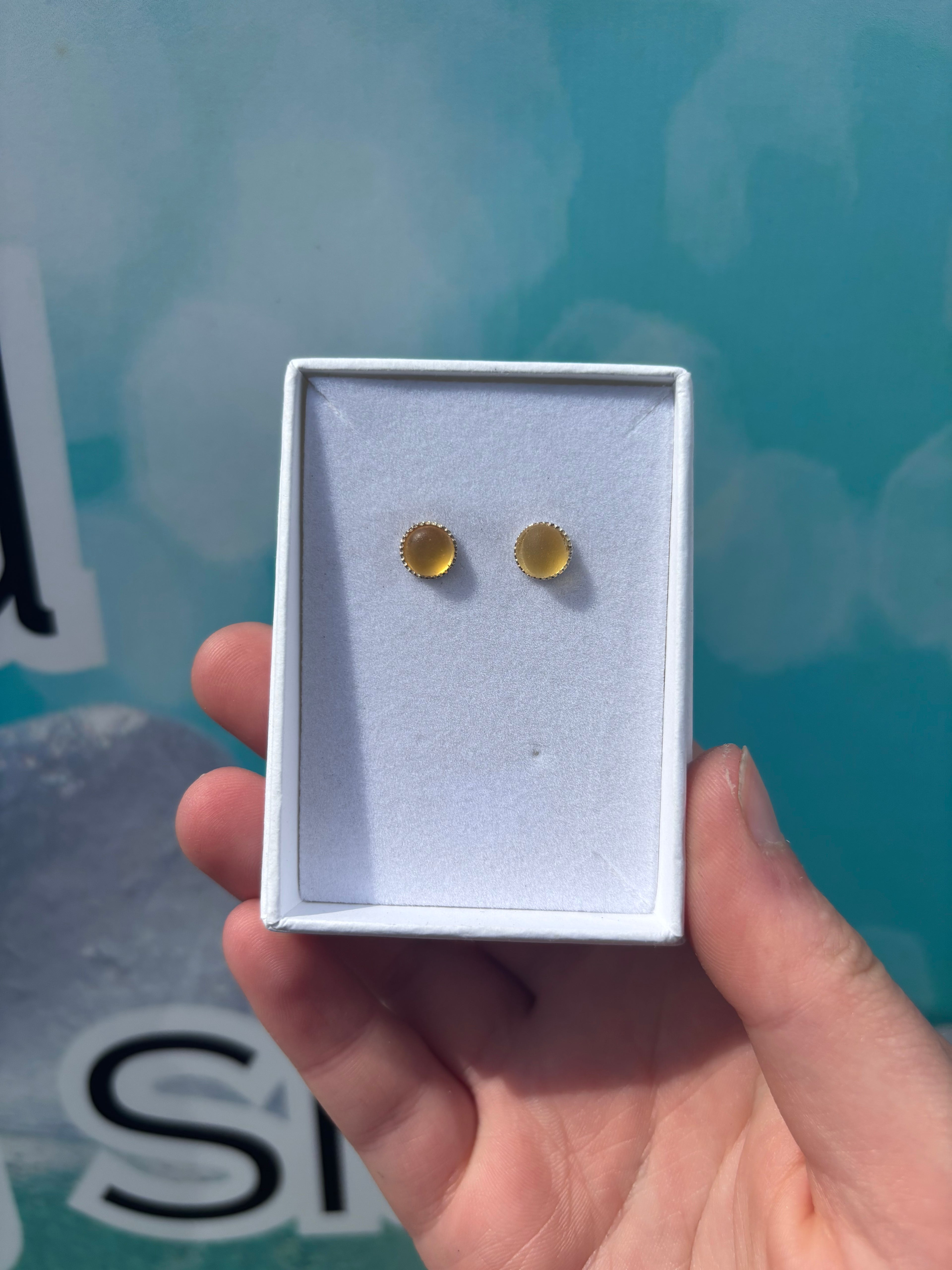 Yellow Seaglass Studs