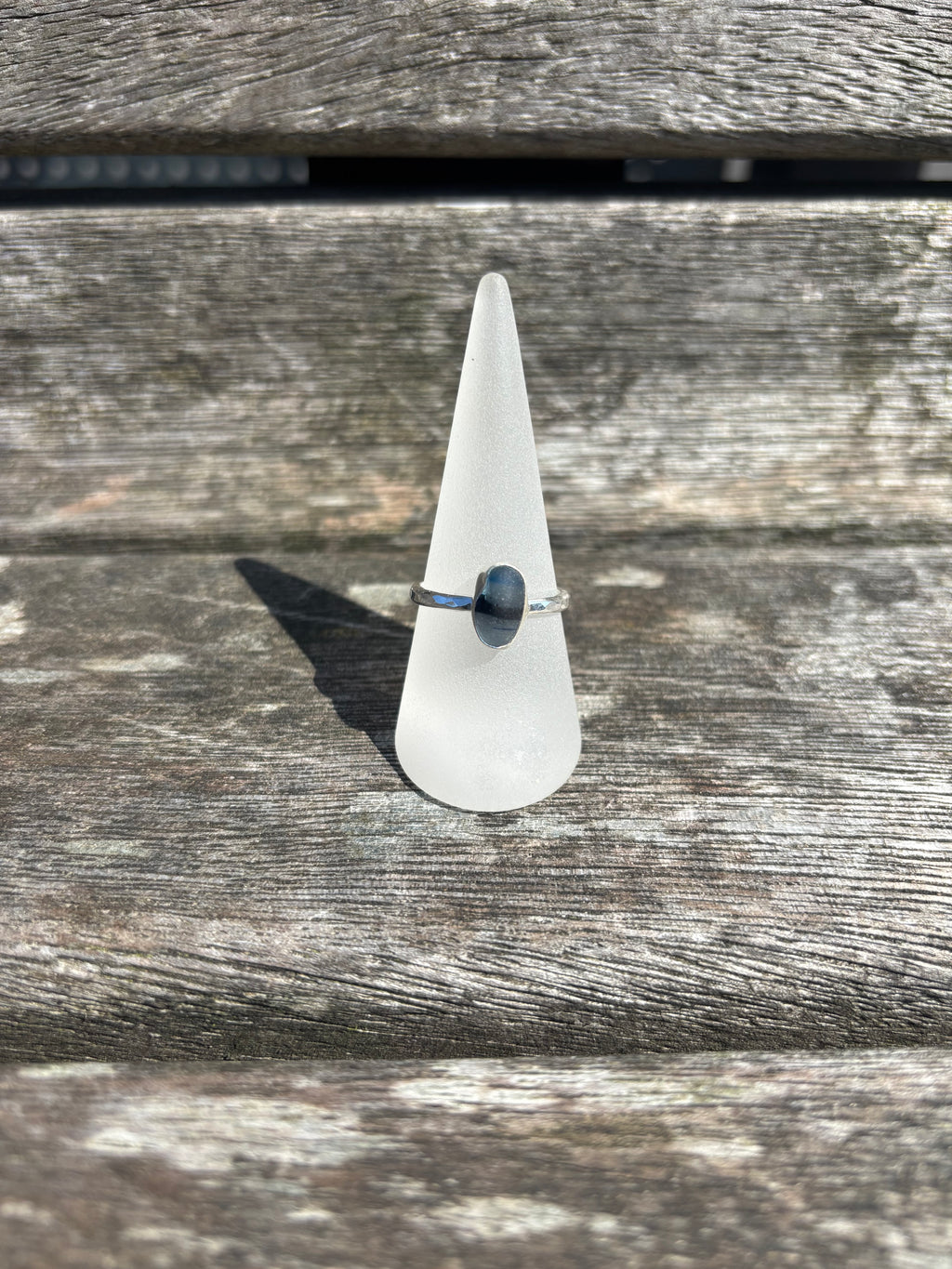 Multi Blue Seaglass Ring - Size T