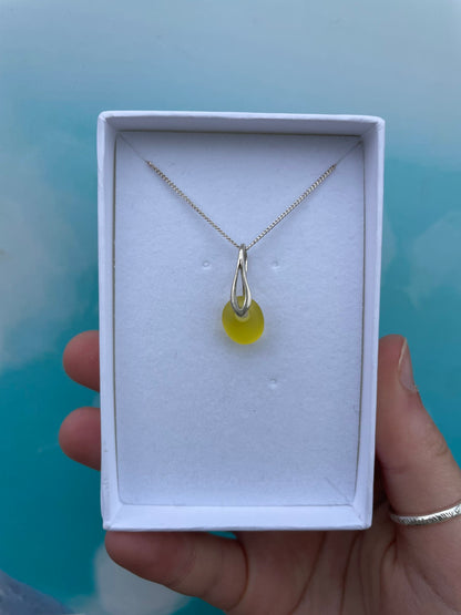 Yellow Seaglass Necklace