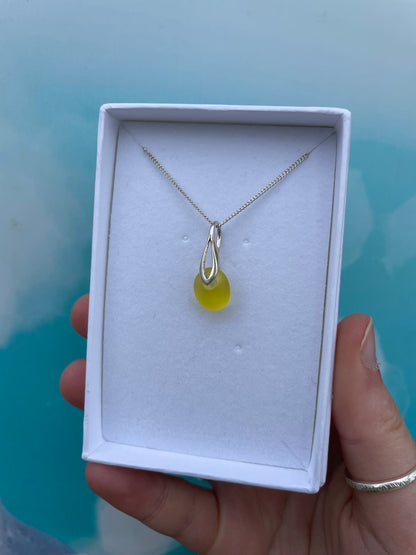 Yellow Seaglass Necklace