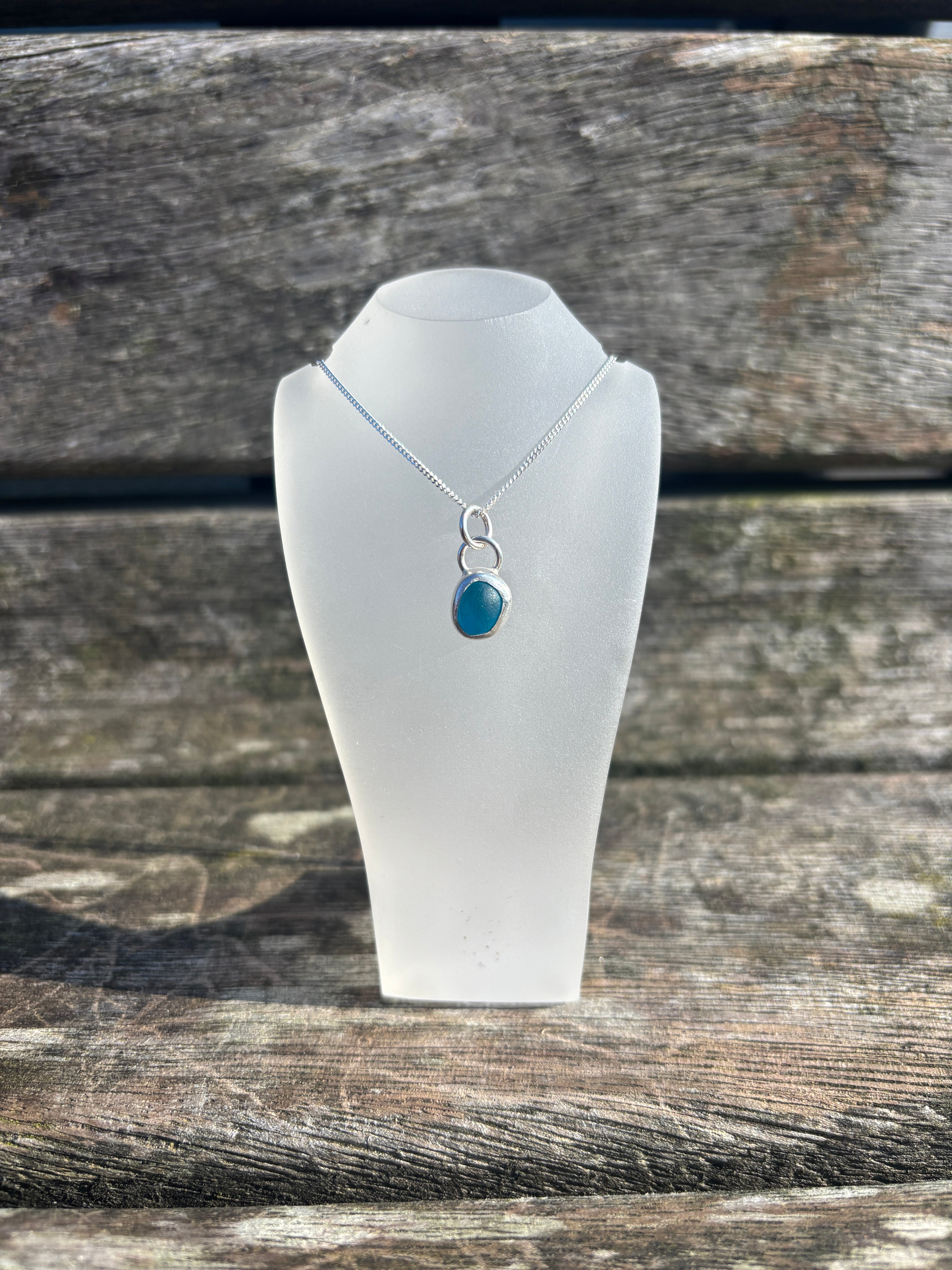 Bright Blue Seaglass Necklace