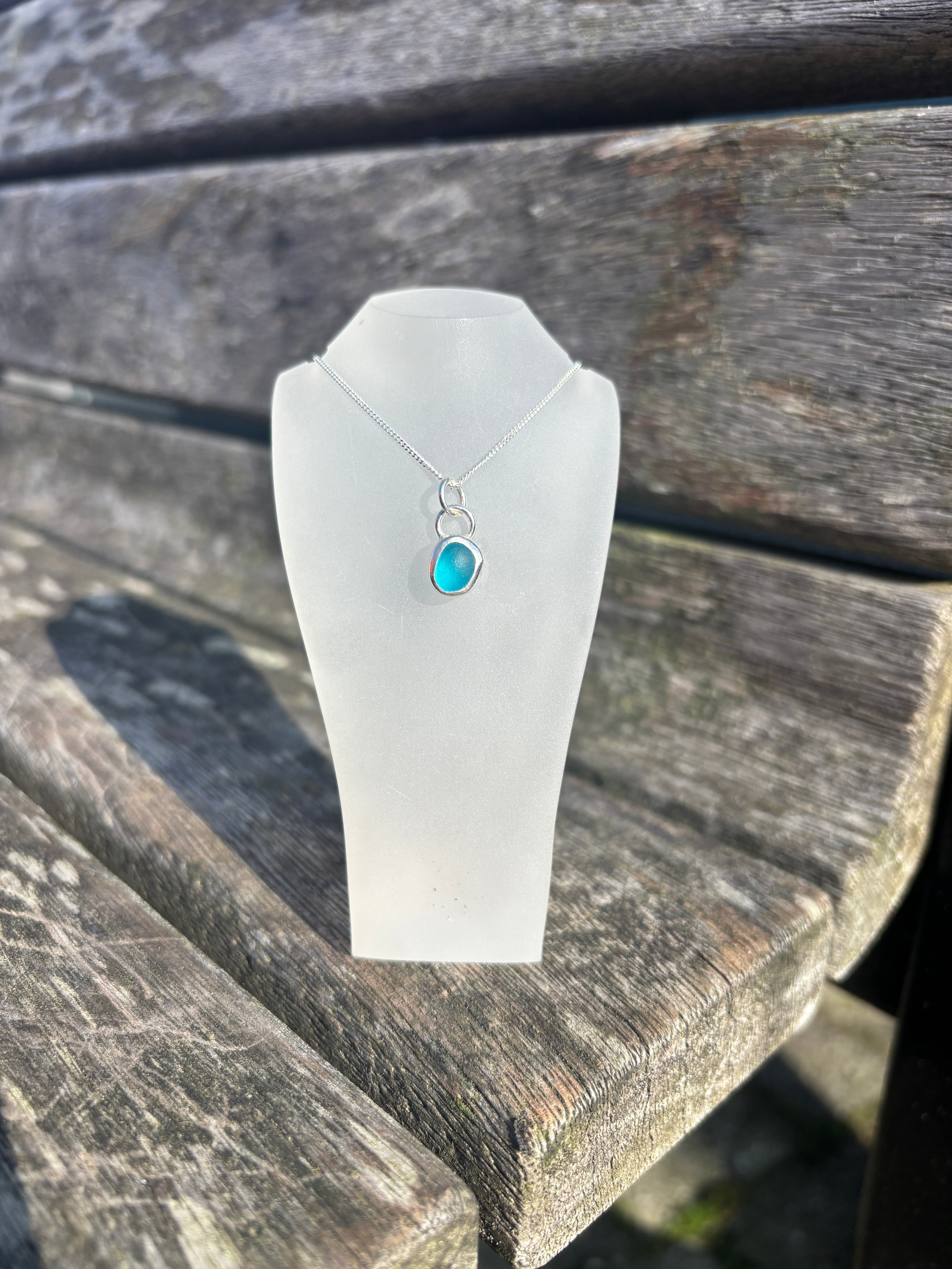 Bright Blue Seaglass Necklace