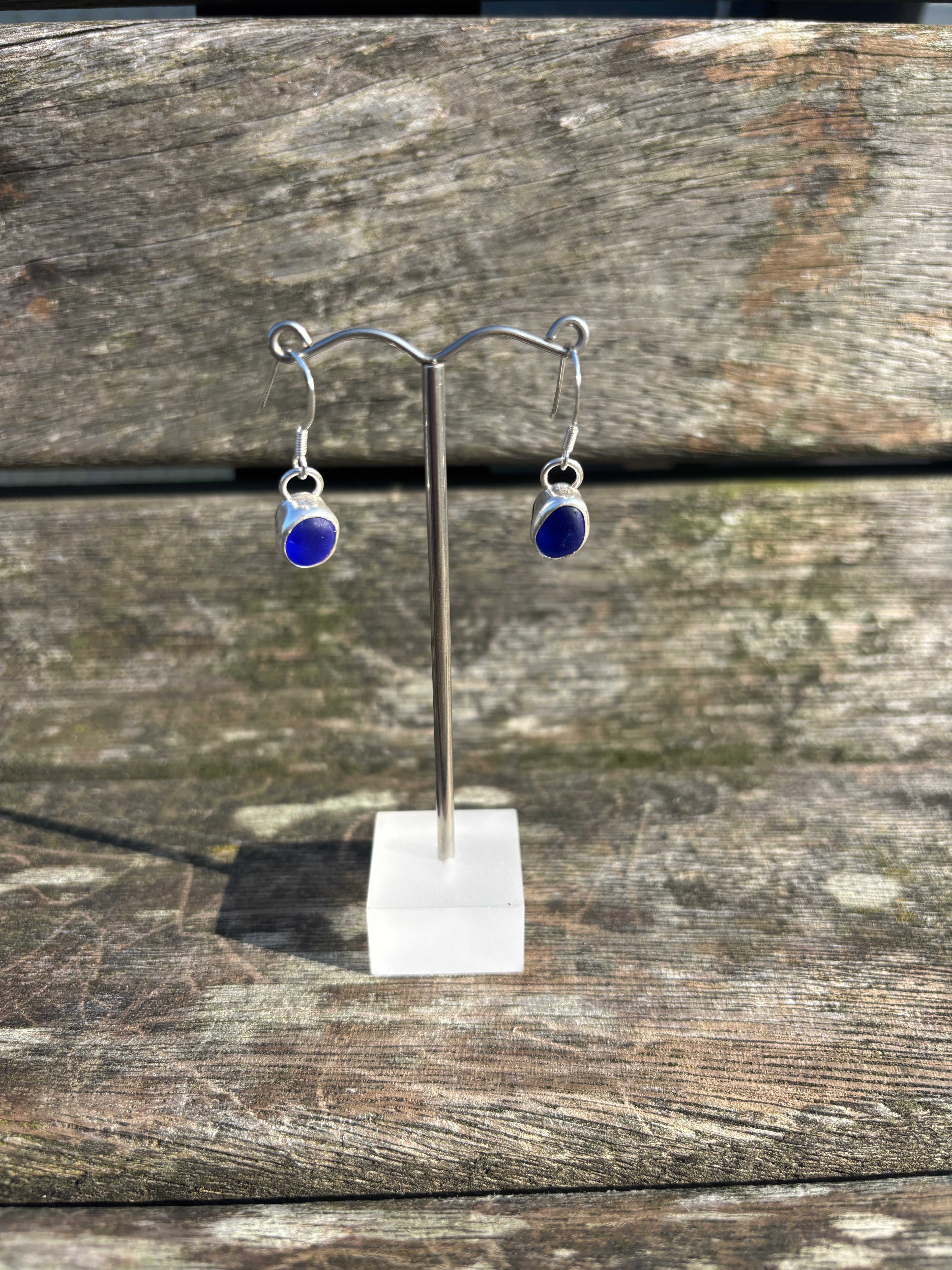 Colbolt Blue Seaglass Drop Earrings