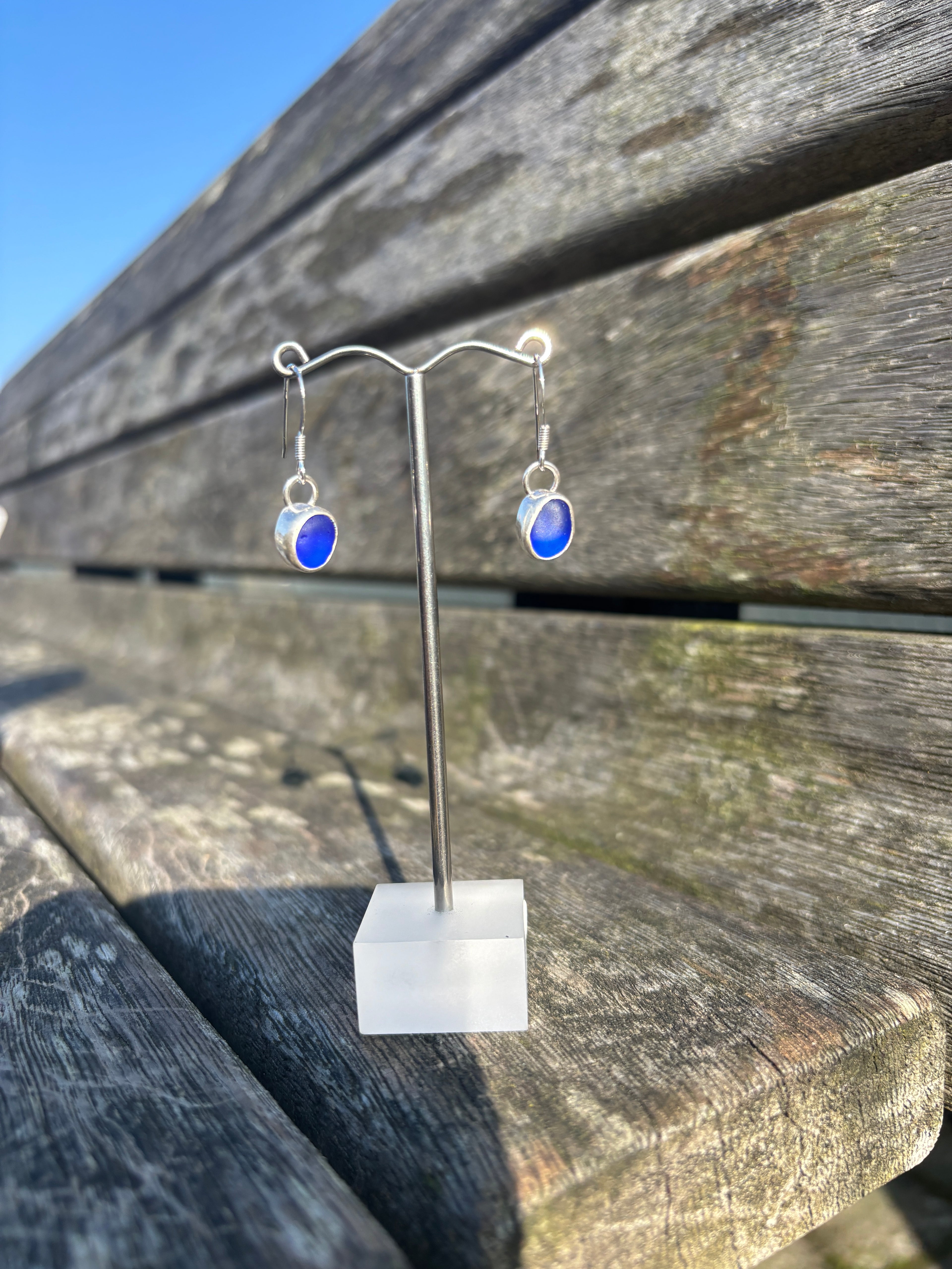 Colbolt Blue Seaglass Drop Earrings
