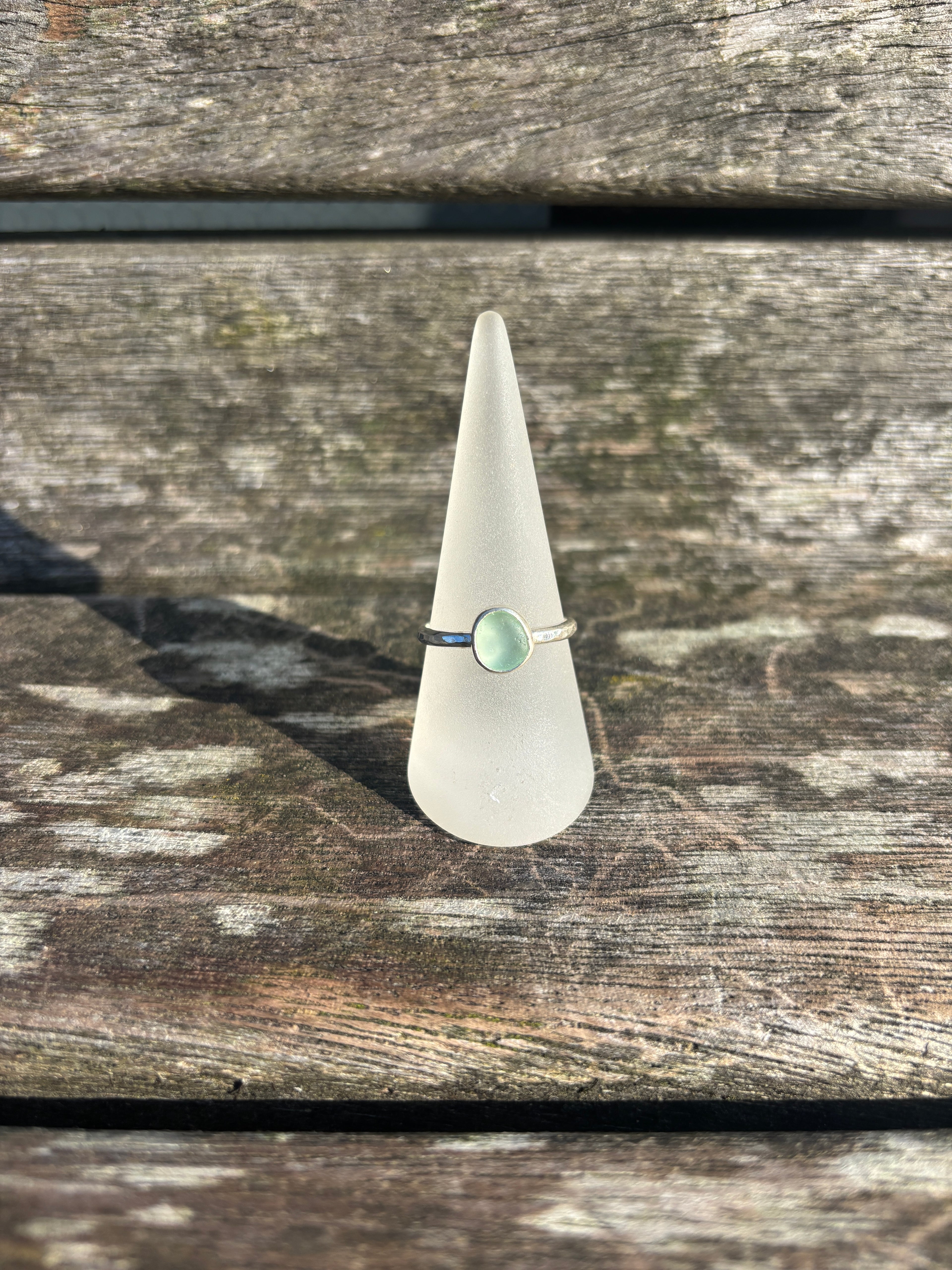Seafoam Seaglass Ring - Size T