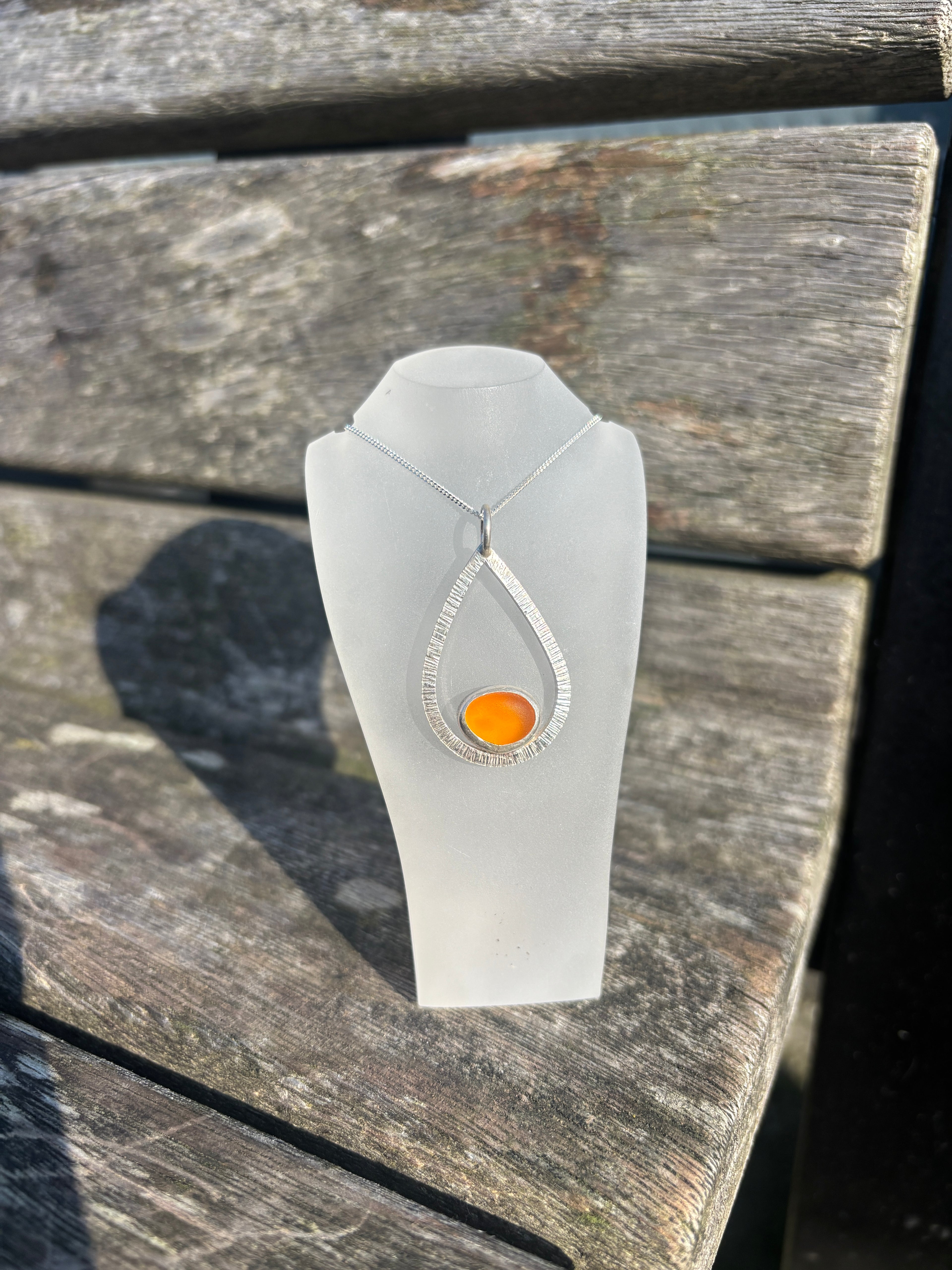 Orange Seaglass Necklace