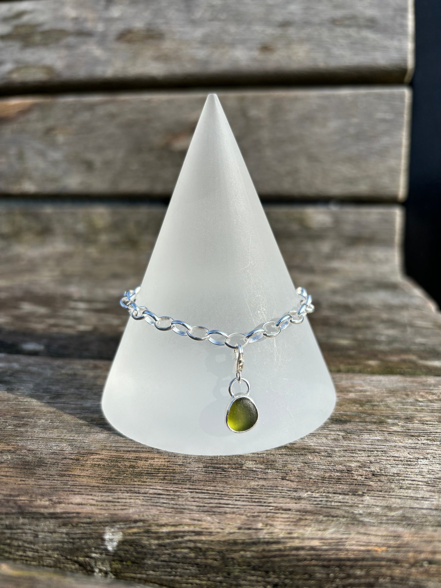 Olive Green Seaglass Charm