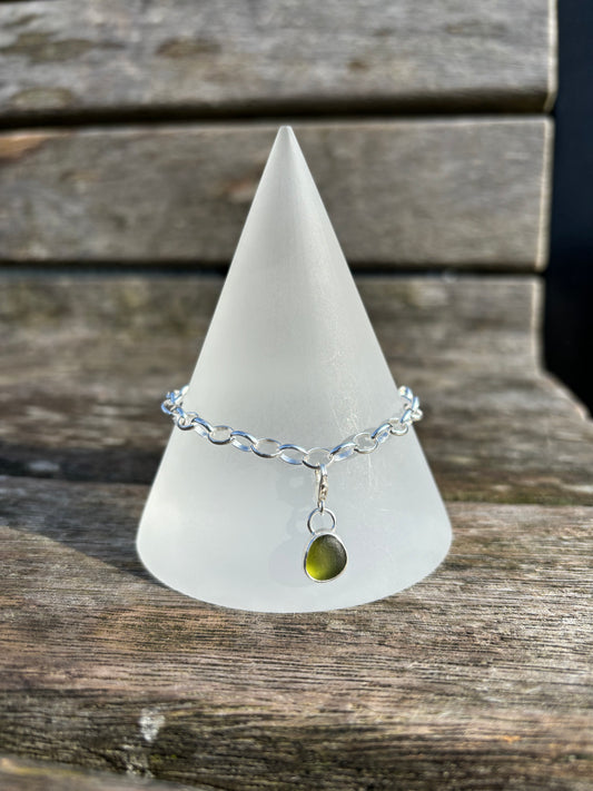 Olive Green Seaglass Charm