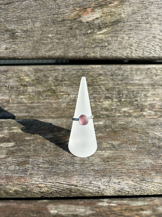 Pink Seaglass Ring - Size O