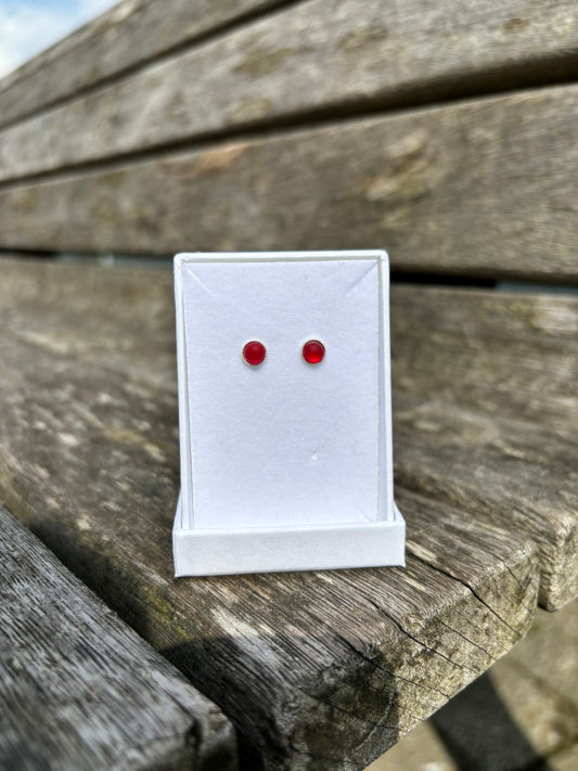 Red Seaglass Studs