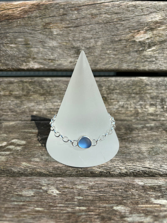 Cornflower Blue Seaglass Bracelet