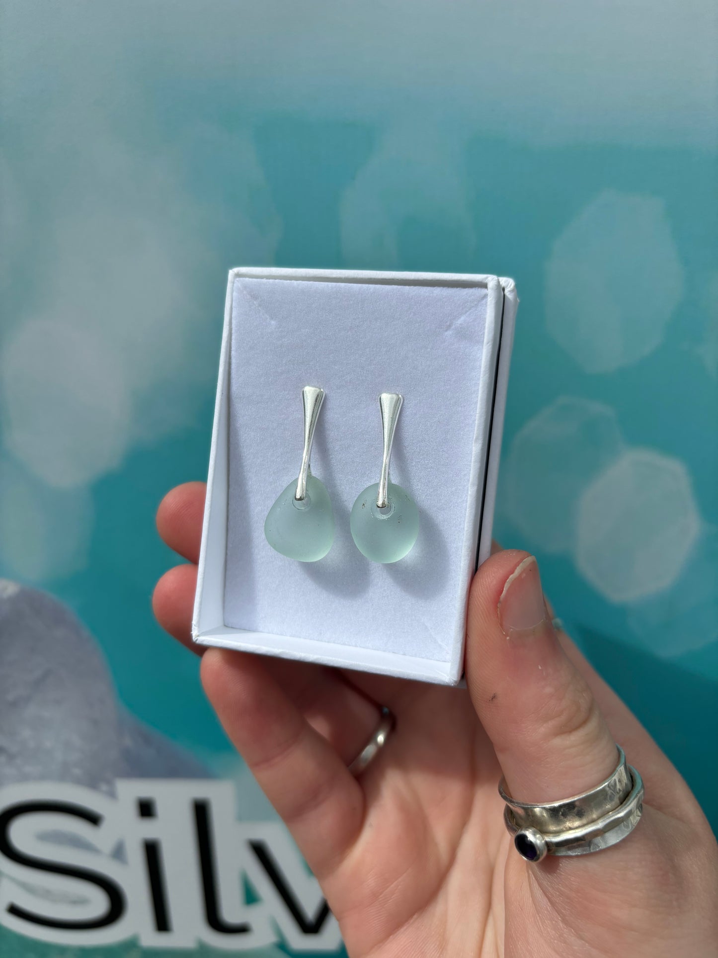 Seafoam Seaglass Drop Earrings