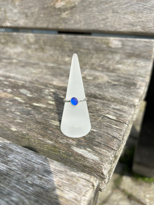 Colbolt Blue Seaglass Ring - Size Q
