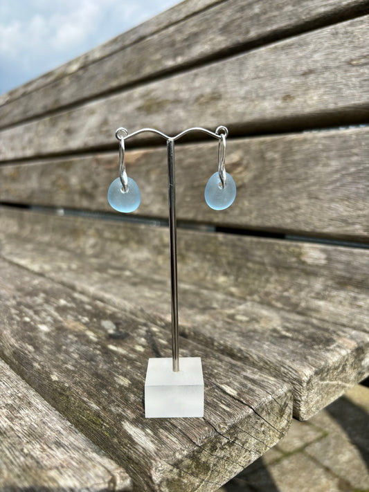 Cornflower Blue Seaglass Drop Earrings
