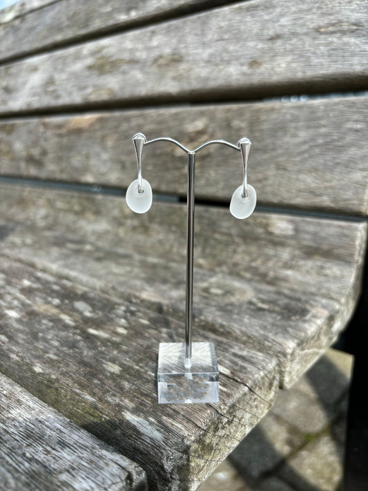 White Seaglass Drop Earrings