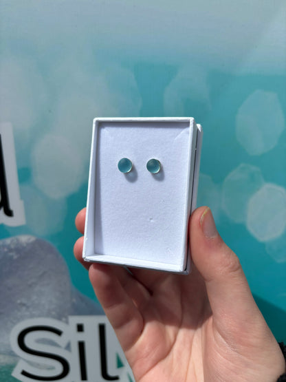 Bright Blue Seaglass Studs