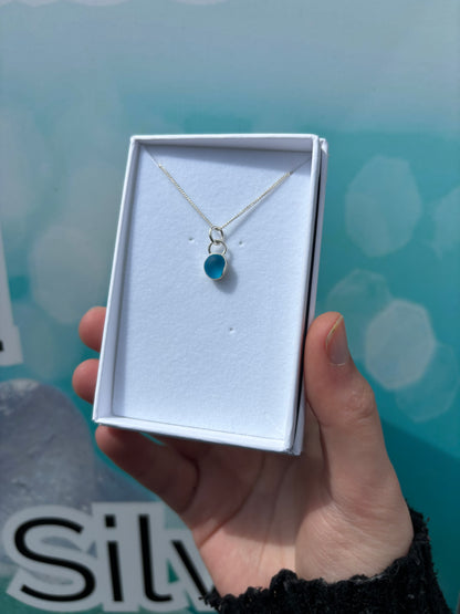 Bright Blue Seaglass Necklace